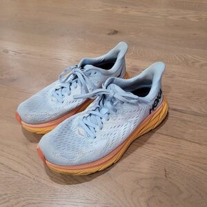 Hoka Women's Light Blue Orange Yellow Running Sneakers